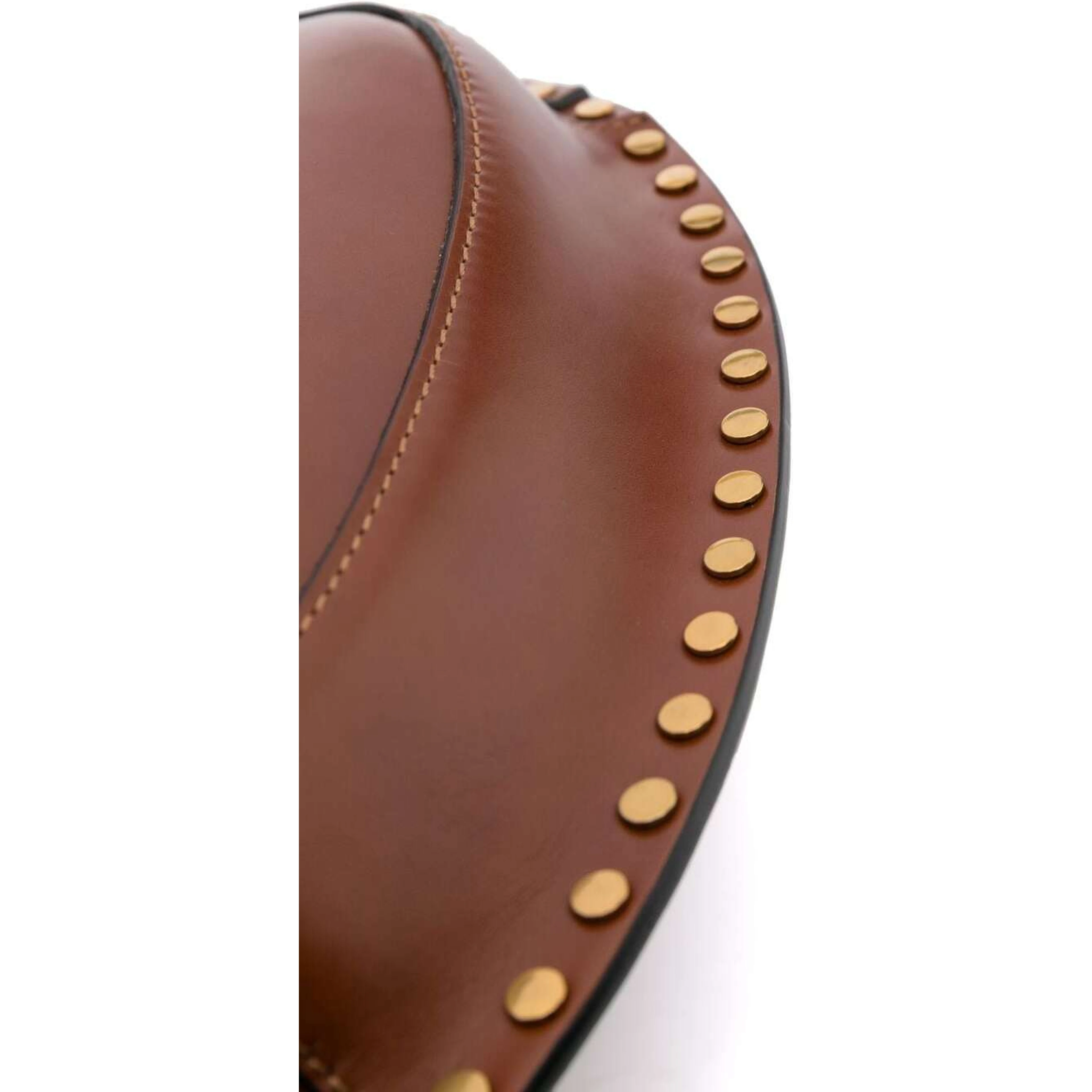 Shoulder Bag Oskan Moon with Studs in Brown Leather for Women