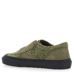 green Low top sneakers with logo on the tongue in suede for men