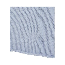 Light Blue Sweater with Wide Neck and Tone-on-Tone Mini Logo in Cashmere Women