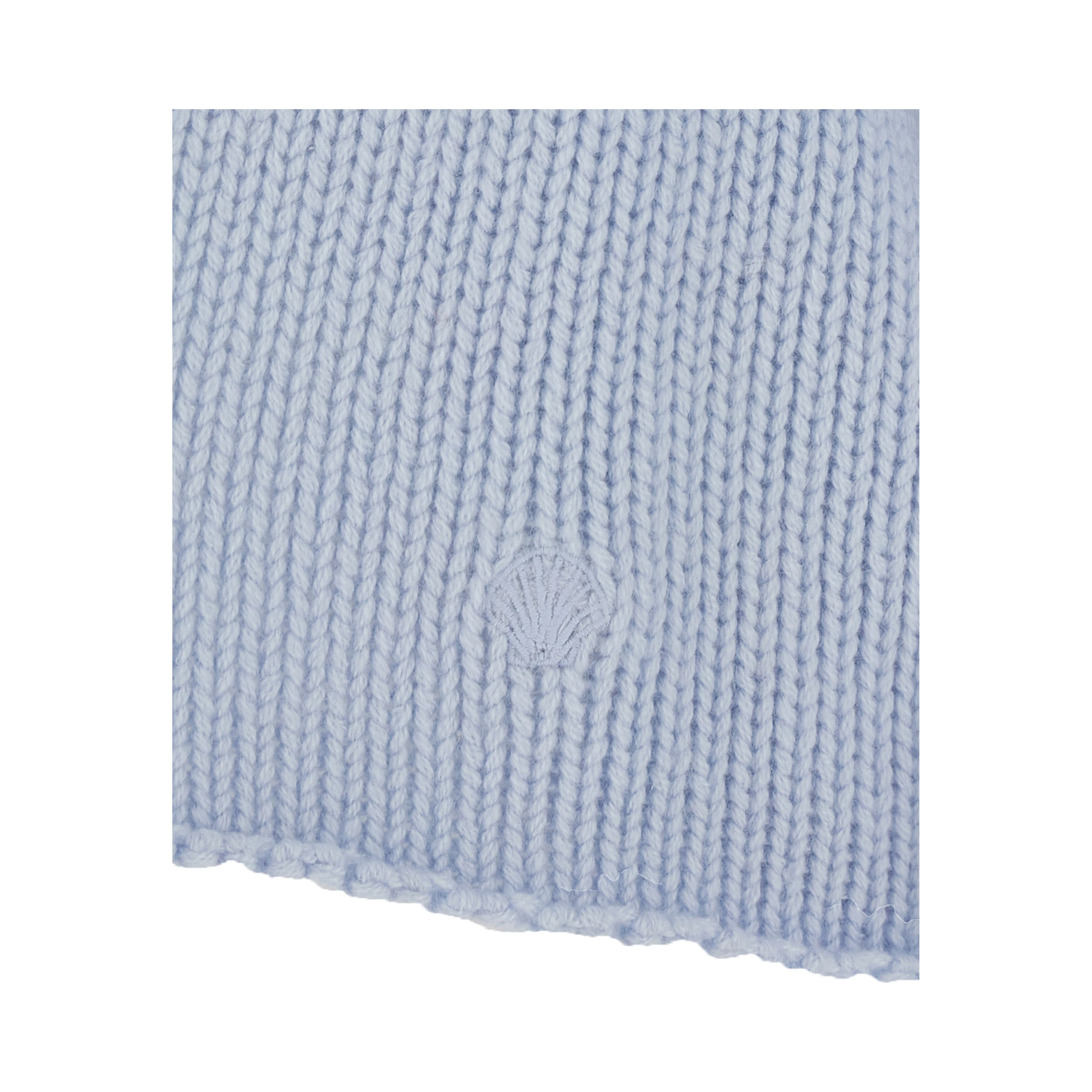 Light Blue Sweater with Wide Neck and Tone-on-Tone Mini Logo in Cashmere Women