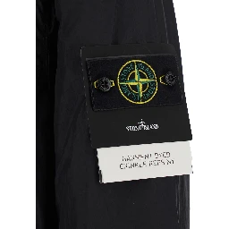 Black Jacket with logo patch on the sleeve and crinkled design in tech fabric for men