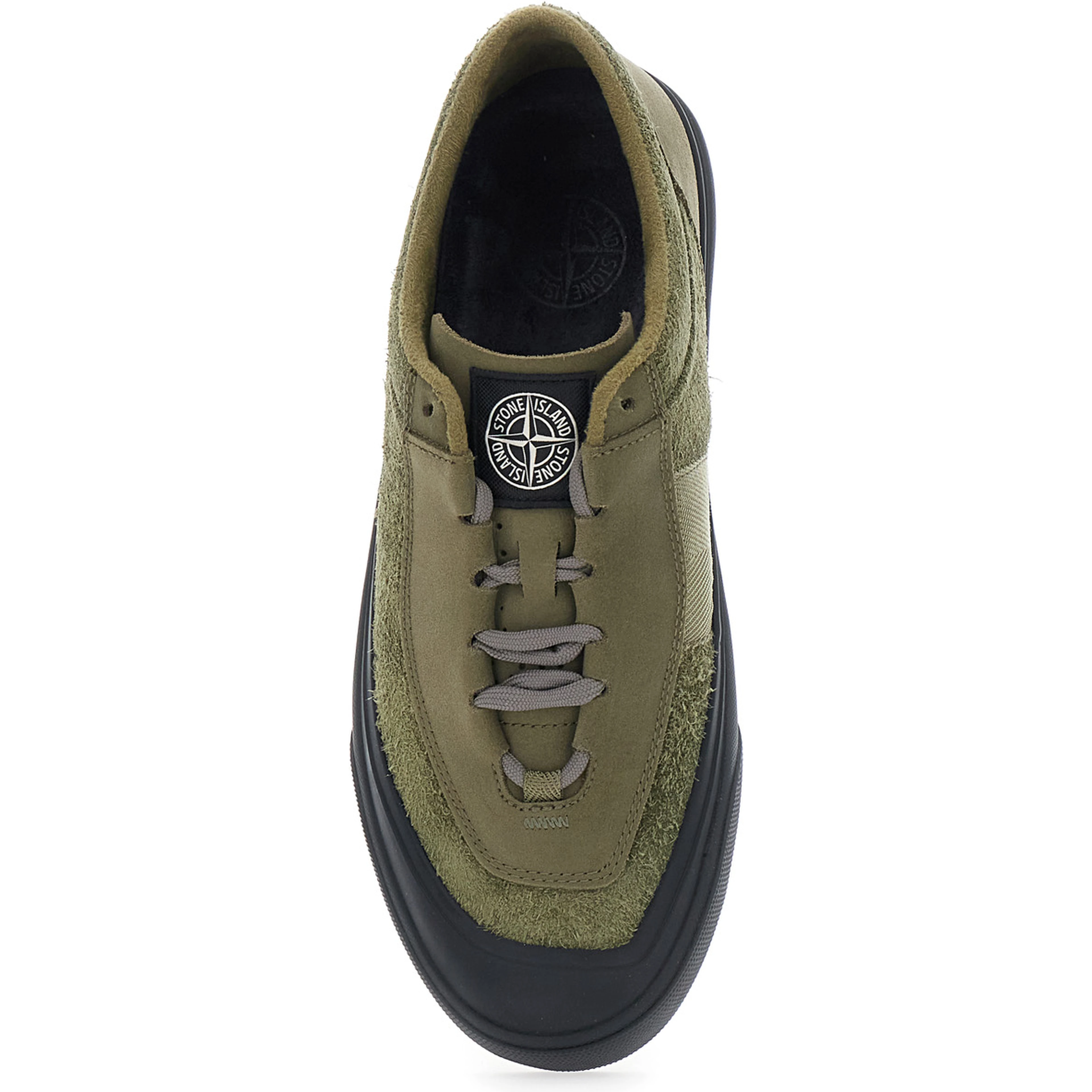 green Low top sneakers with logo on the tongue in suede for men