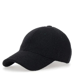 Black Baseball Cap with Cassandre Embroidery in Wool for Men