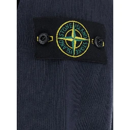 Blue Crewneck sweatshirt with logo patch on the sleeve in cotton for men