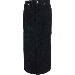 BISANE black skirt with logo patch on the back in leather-effect fabric for women