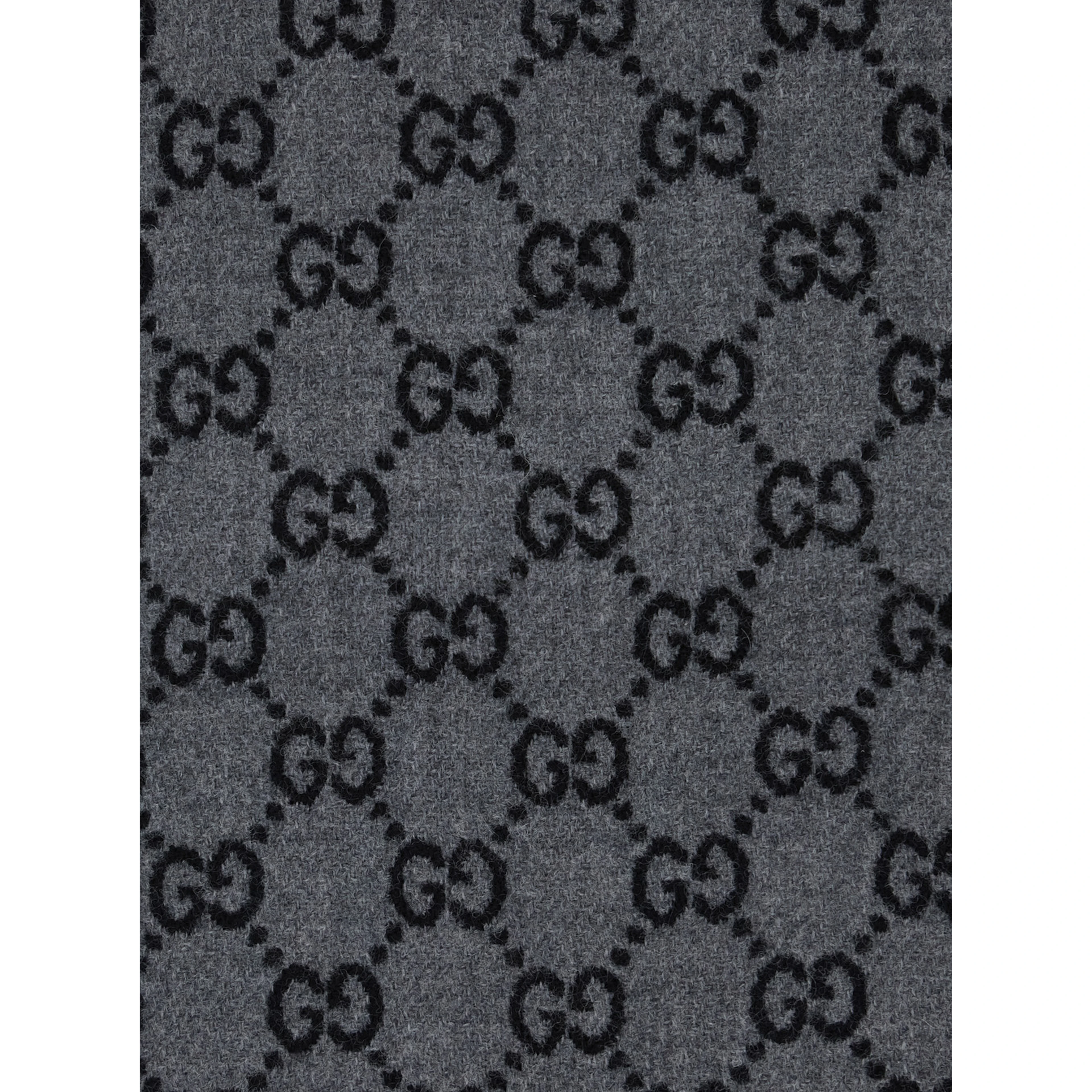 Scarf GG with Fringed Edge in Gray Wool Men
