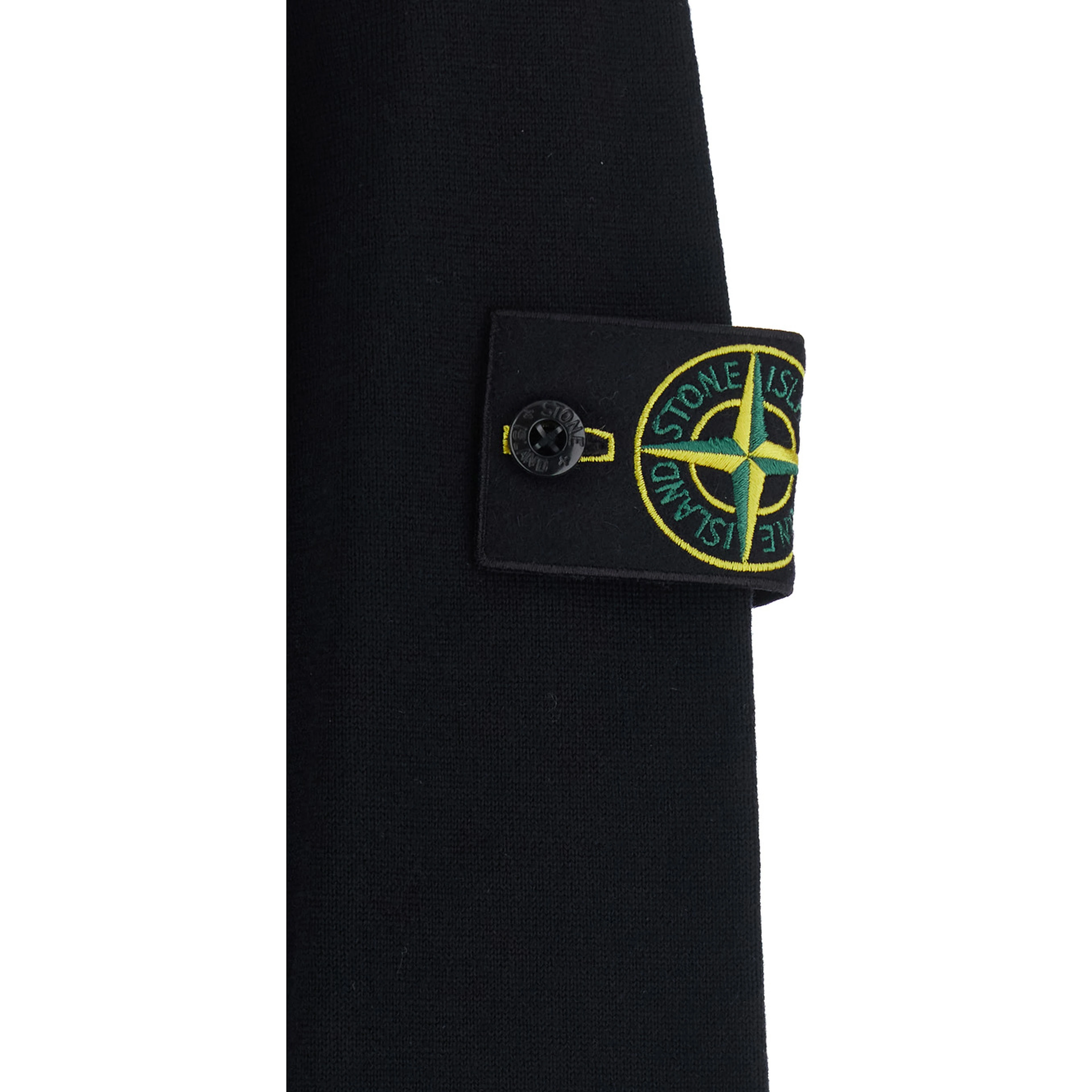 Black Sweater with high collar and logo patch on the sleeve in Cotton Men