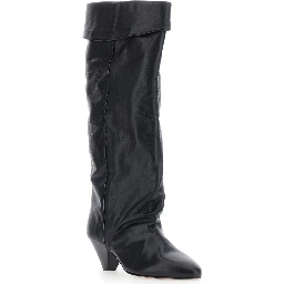 ELITA-GZ Boots with Heel, in Leather, Black, Women