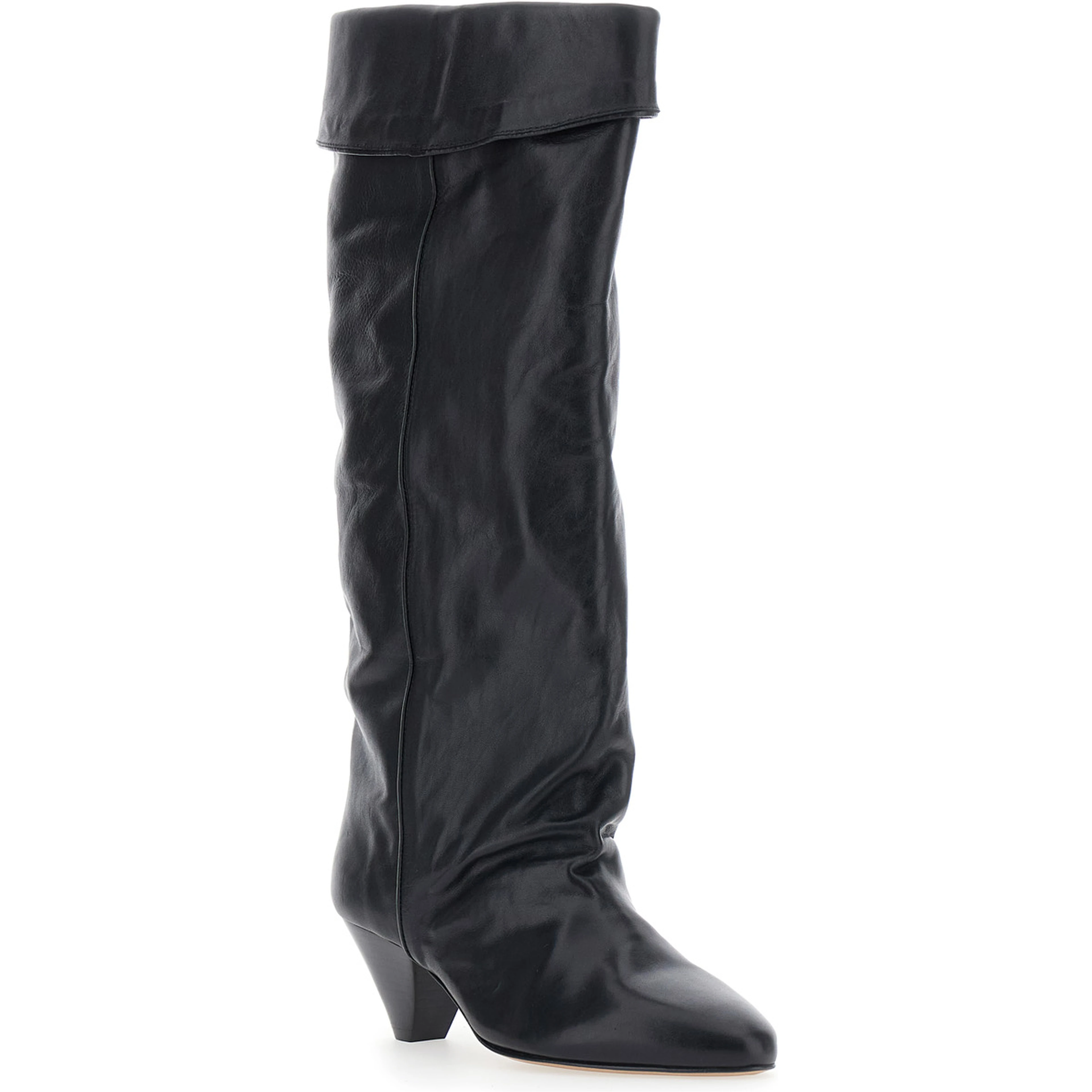 ELITA-GZ Boots with Heel, in Leather, Black, Women