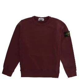 Red Crewneck Sweatshirt with Logo Patch on the Sleeve in Cotton Boy