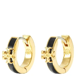 Hoop Earrings Kira with Double T Motif in Brass Blend for Women