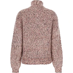 ANITA pink Sweater with high neck and zip closure in wool and cotton blend women