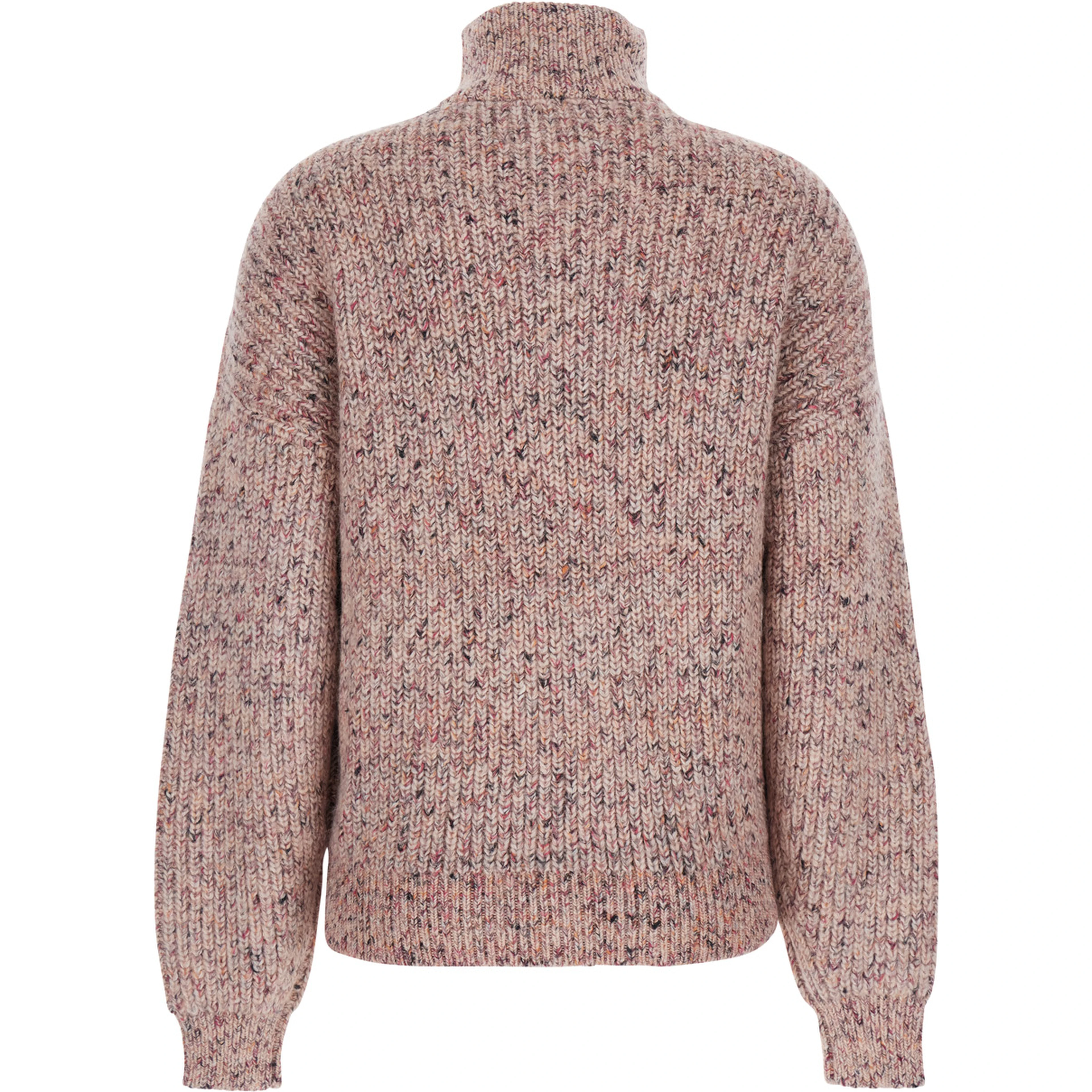 ANITA pink Sweater with high neck and zip closure in wool and cotton blend women