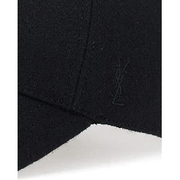 Black Baseball Cap with Cassandre Embroidery in Wool for Men