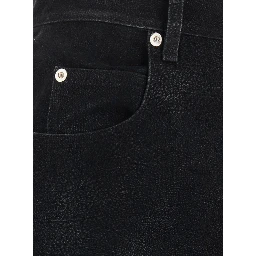 BISANE black skirt with logo patch on the back in leather-effect fabric for women