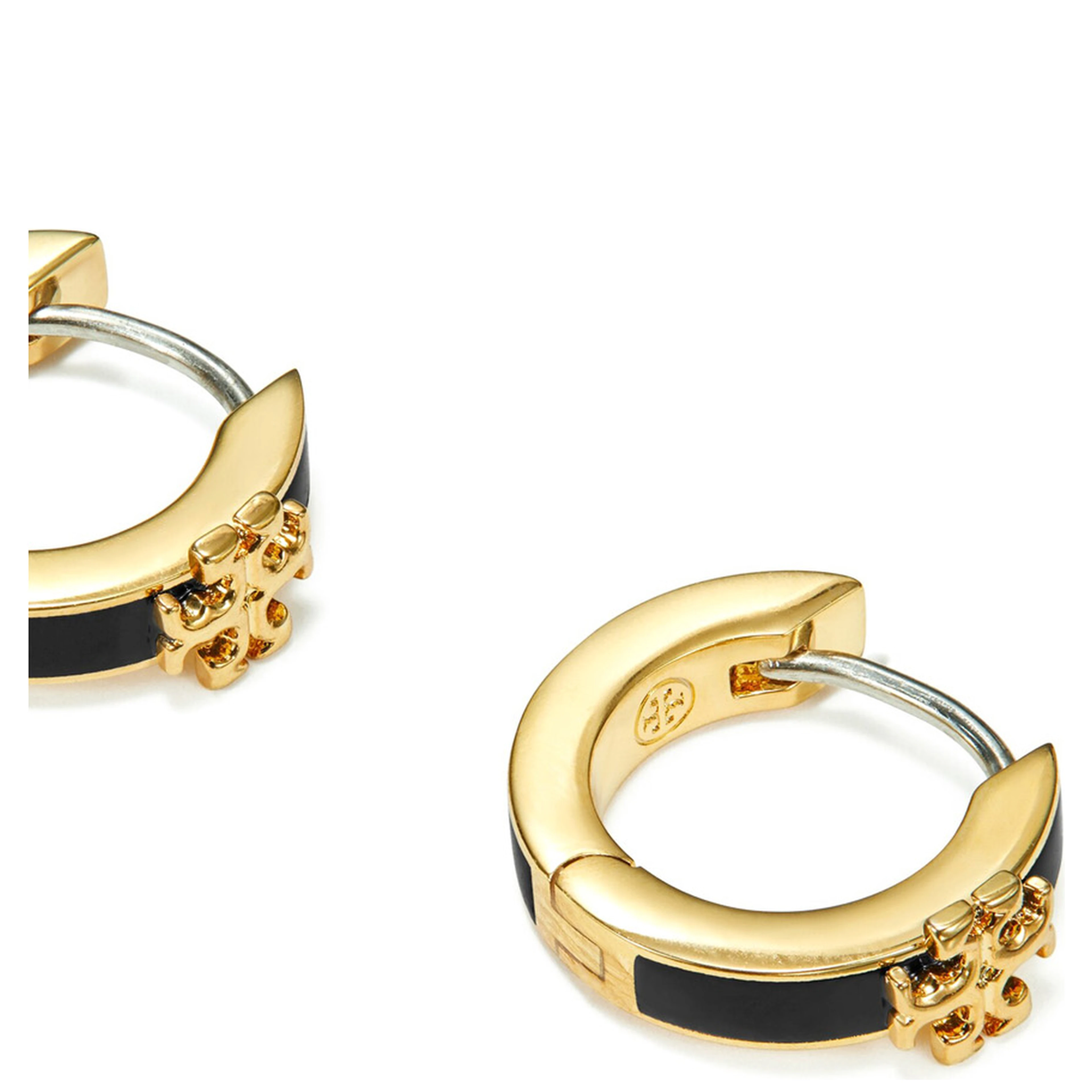 Hoop Earrings Kira with Double T Motif in Brass Blend for Women