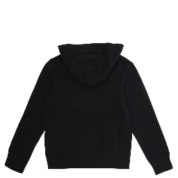 Hooded Sweatshirt with Fixed Hood and Pony Logo on the Front in Black Cotton Boy