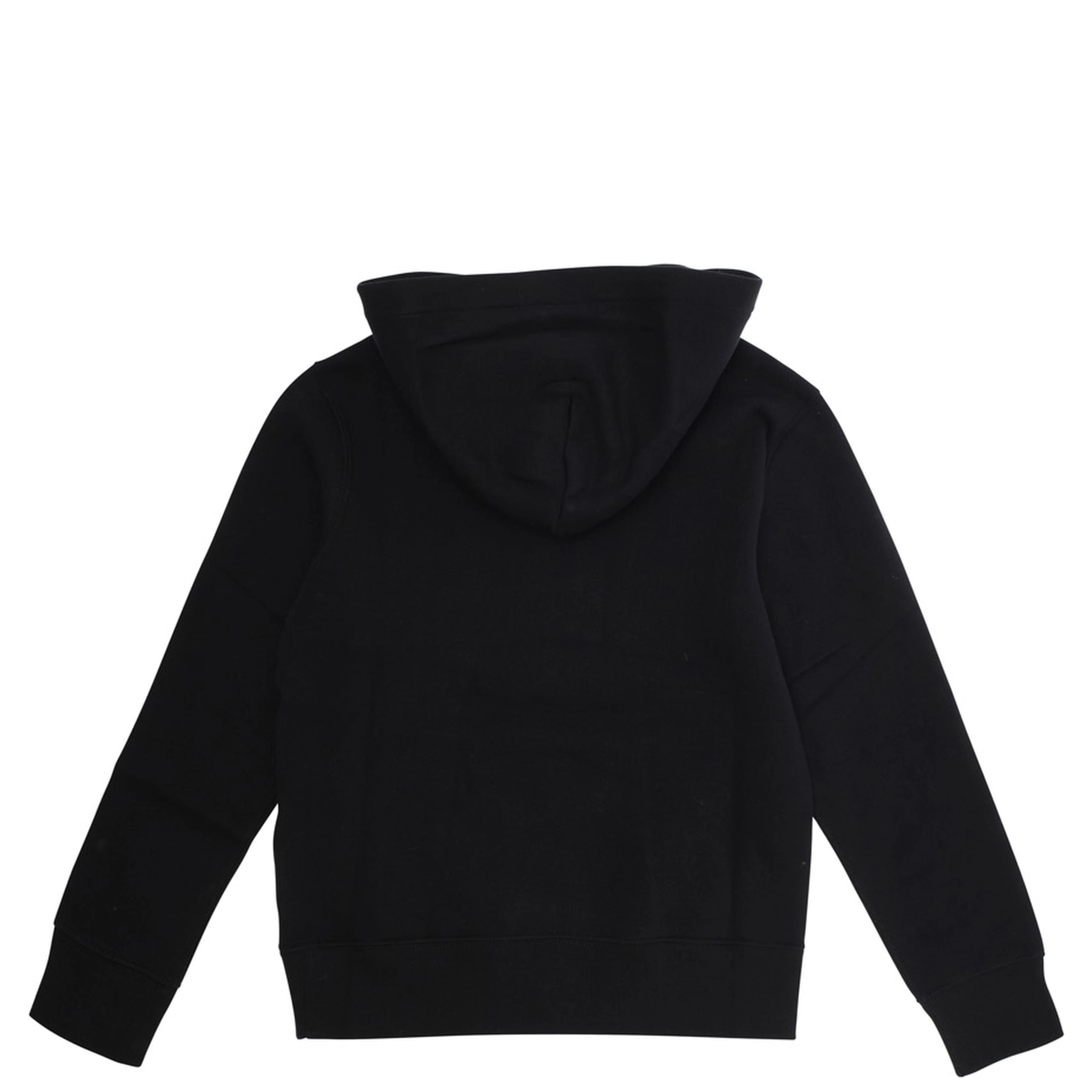 Hooded Sweatshirt with Fixed Hood and Pony Logo on the Front in Black Cotton Boy