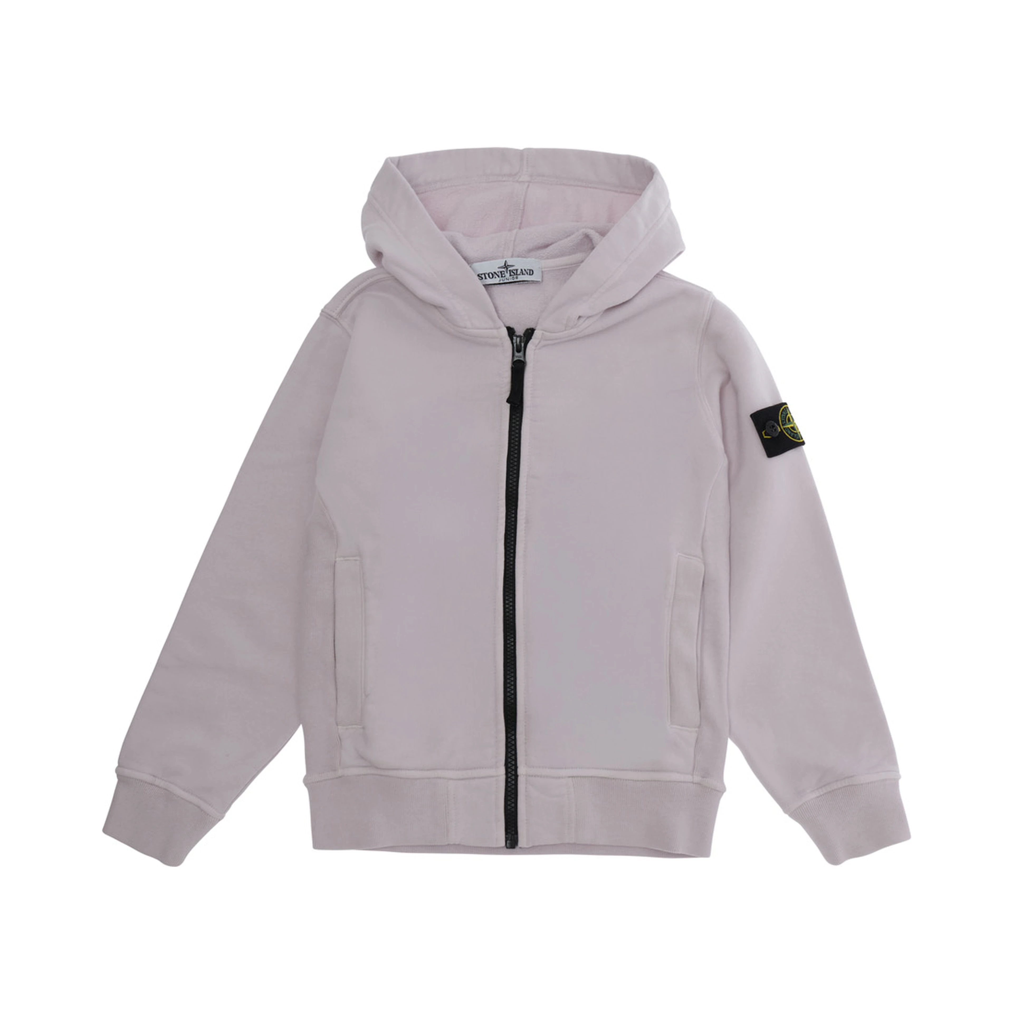 Pink Hooded sweatshirt with fixed hood and logo patch on the sleeve in cotton Boy