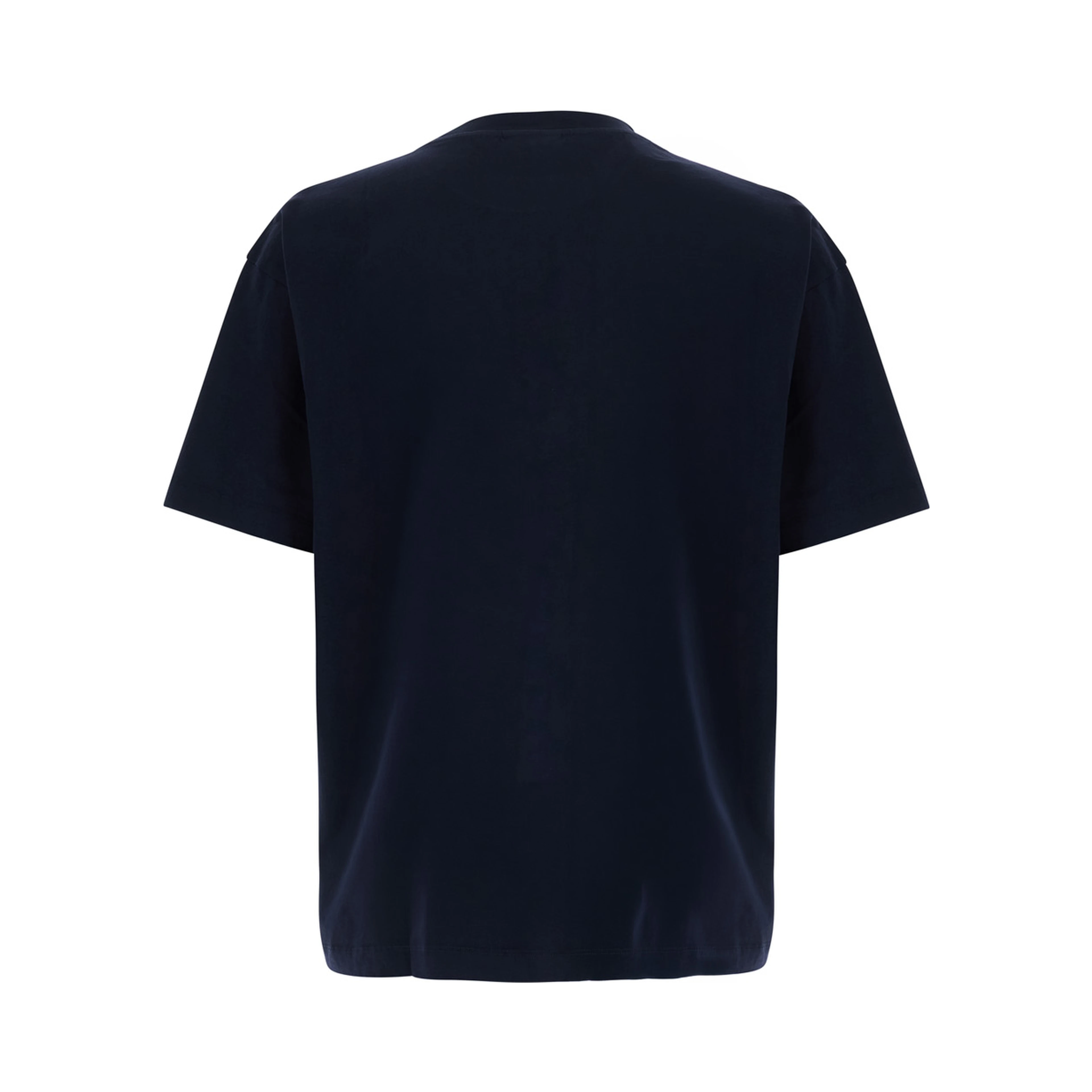 Blue Crew neck T-shirt with logo lettering embroidery on the front in cotton for men