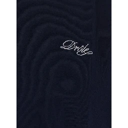 Blue Crew neck T-shirt with logo lettering embroidery on the front in cotton for men