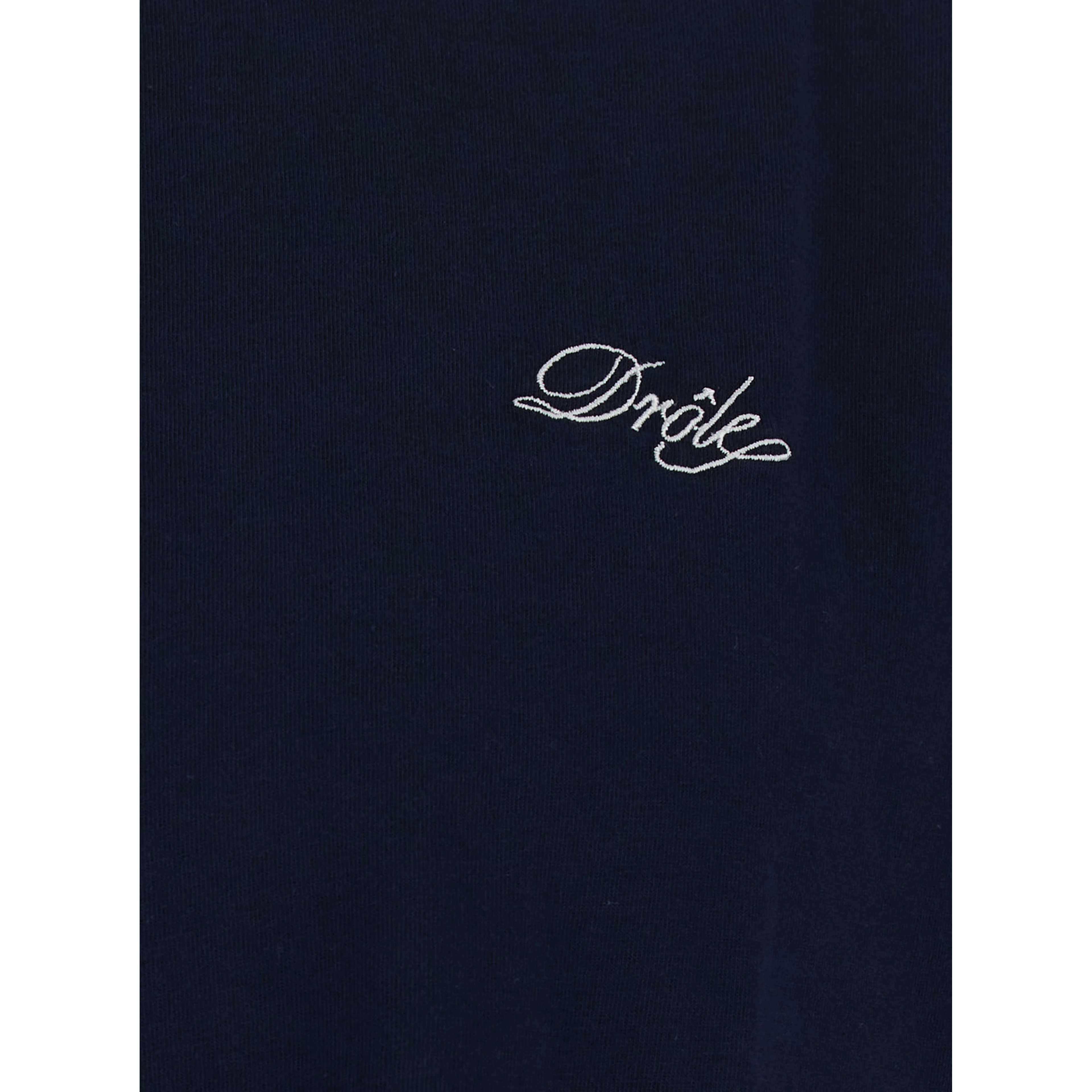 Blue Crew neck T-shirt with logo lettering embroidery on the front in cotton for men