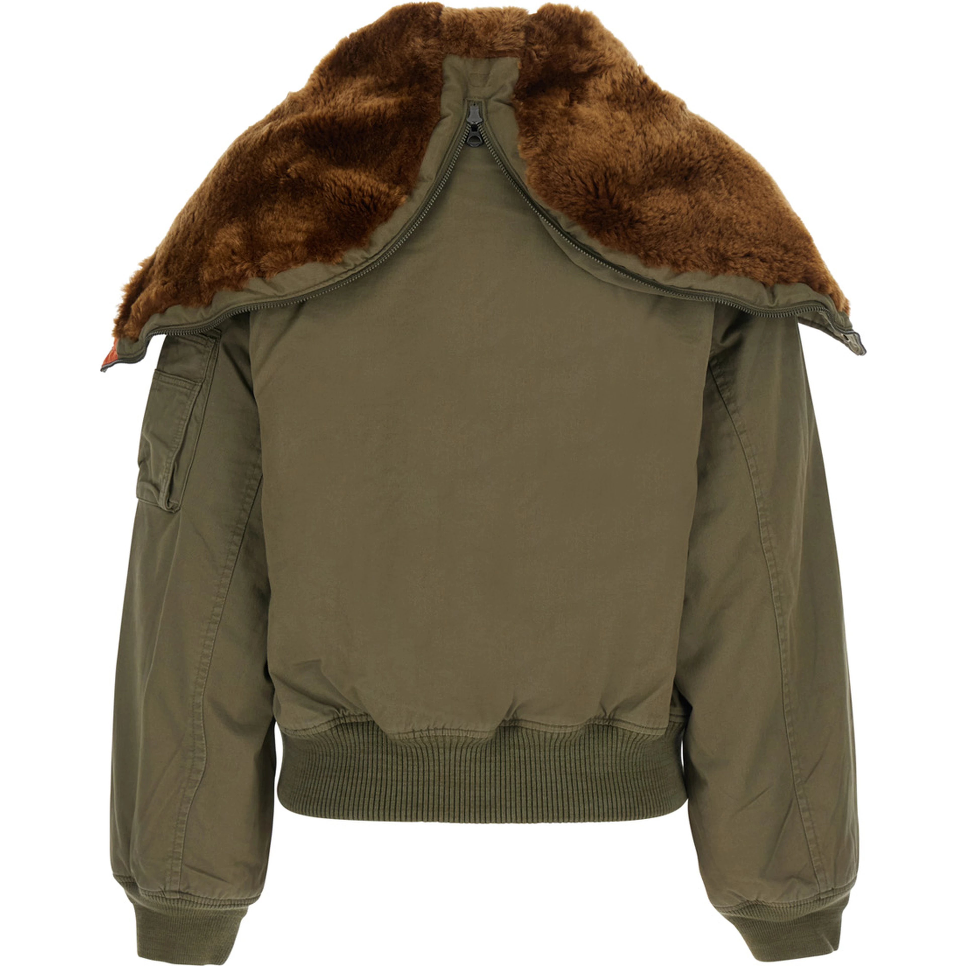 Green Jacket with hood with Fur and Pony Logo on the Front in Cotton for Women