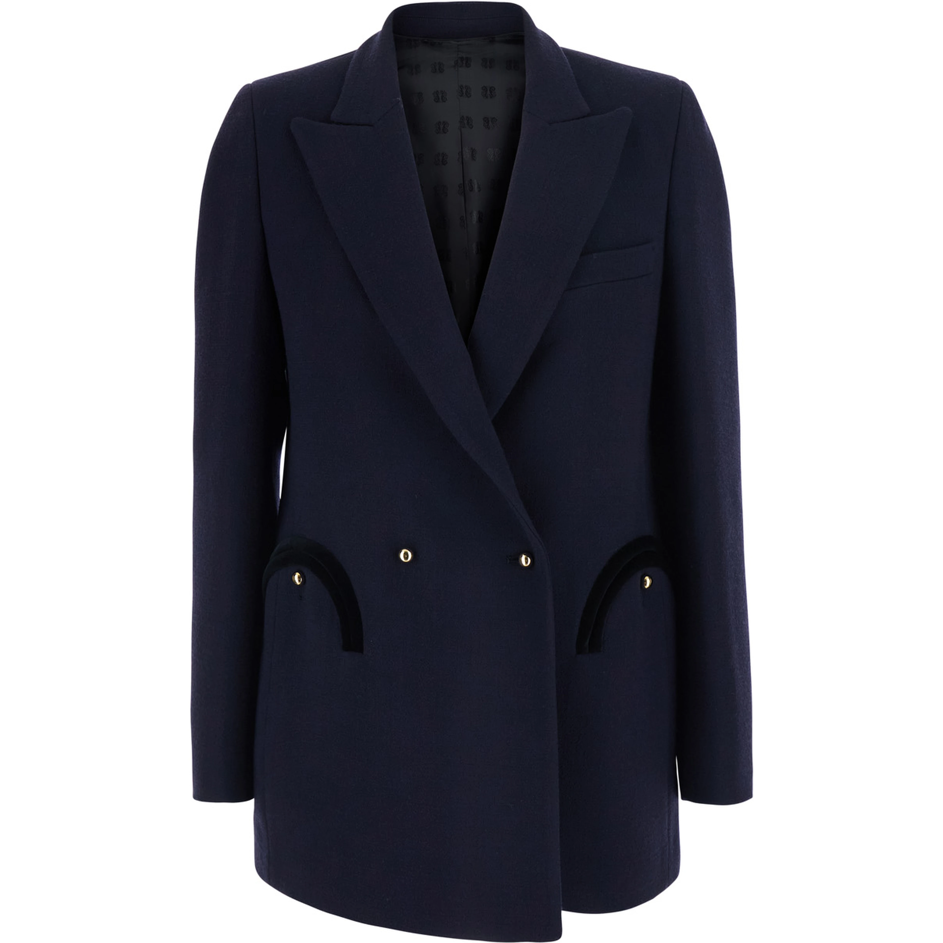 Resolute Blue Double-breasted Jacket with Peak Revers in Cotton for Women