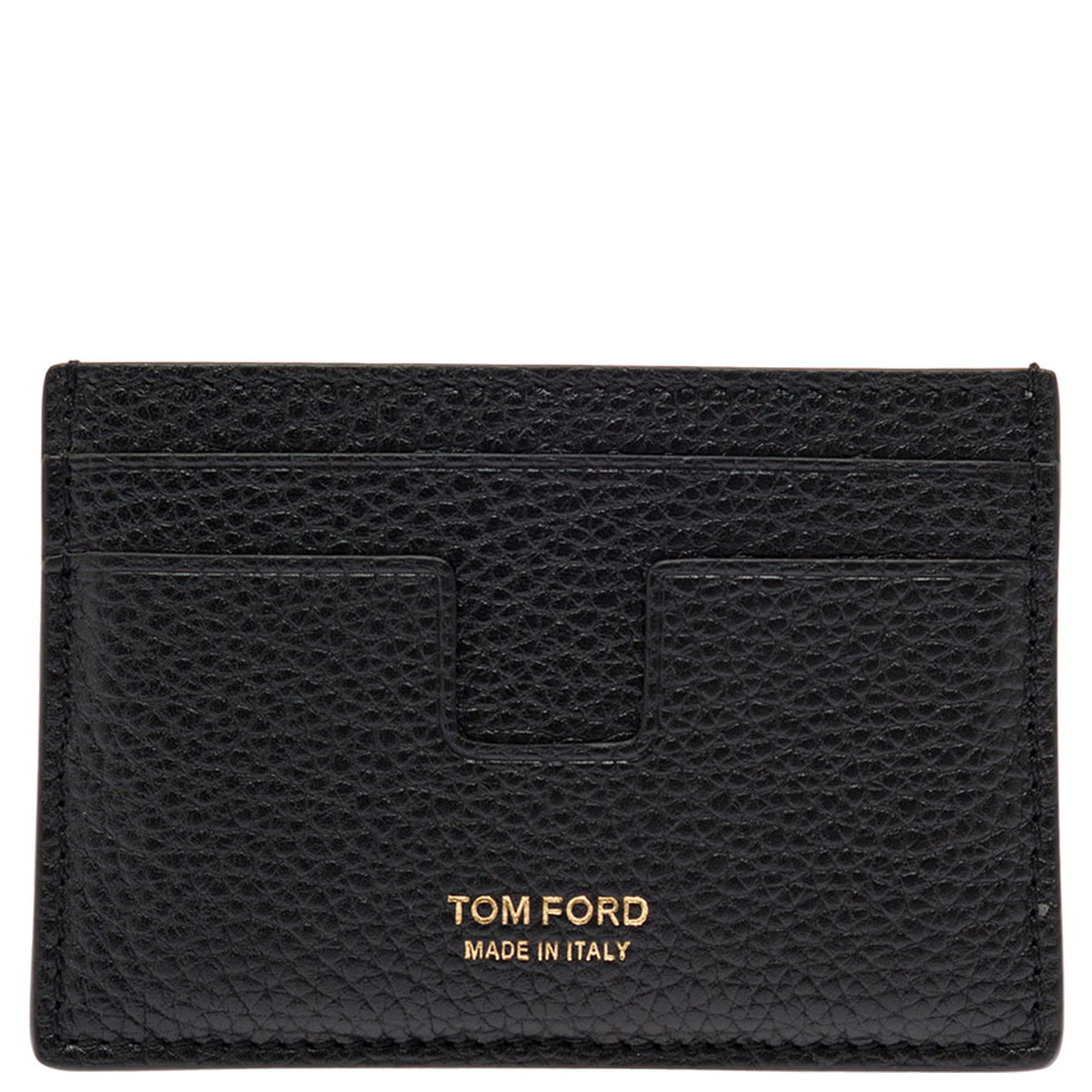 Card holder with logo lettering embossed on the front in grained black leather for men