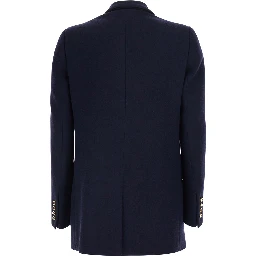 Resolute Blue Double-breasted Jacket with Peak Revers in Cotton for Women
