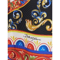 Multicolor Sleeveless Top with Halterneck and All-Over Carretto Motif in Silk for Women
