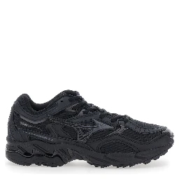 WAVE MUSTANG LS Shoes with rubber sole and black tech fabric upper for men