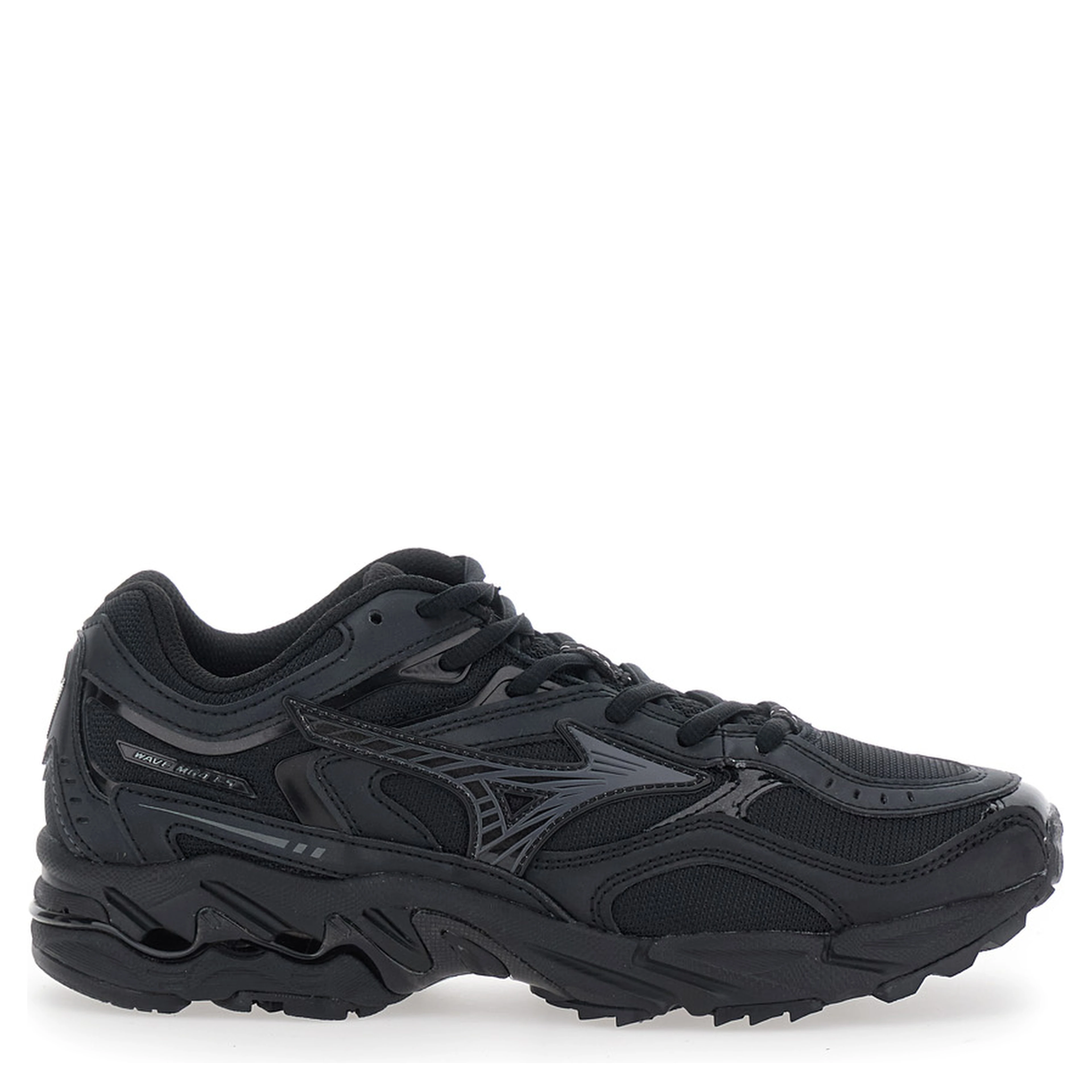 WAVE MUSTANG LS Shoes with rubber sole and black tech fabric upper for men