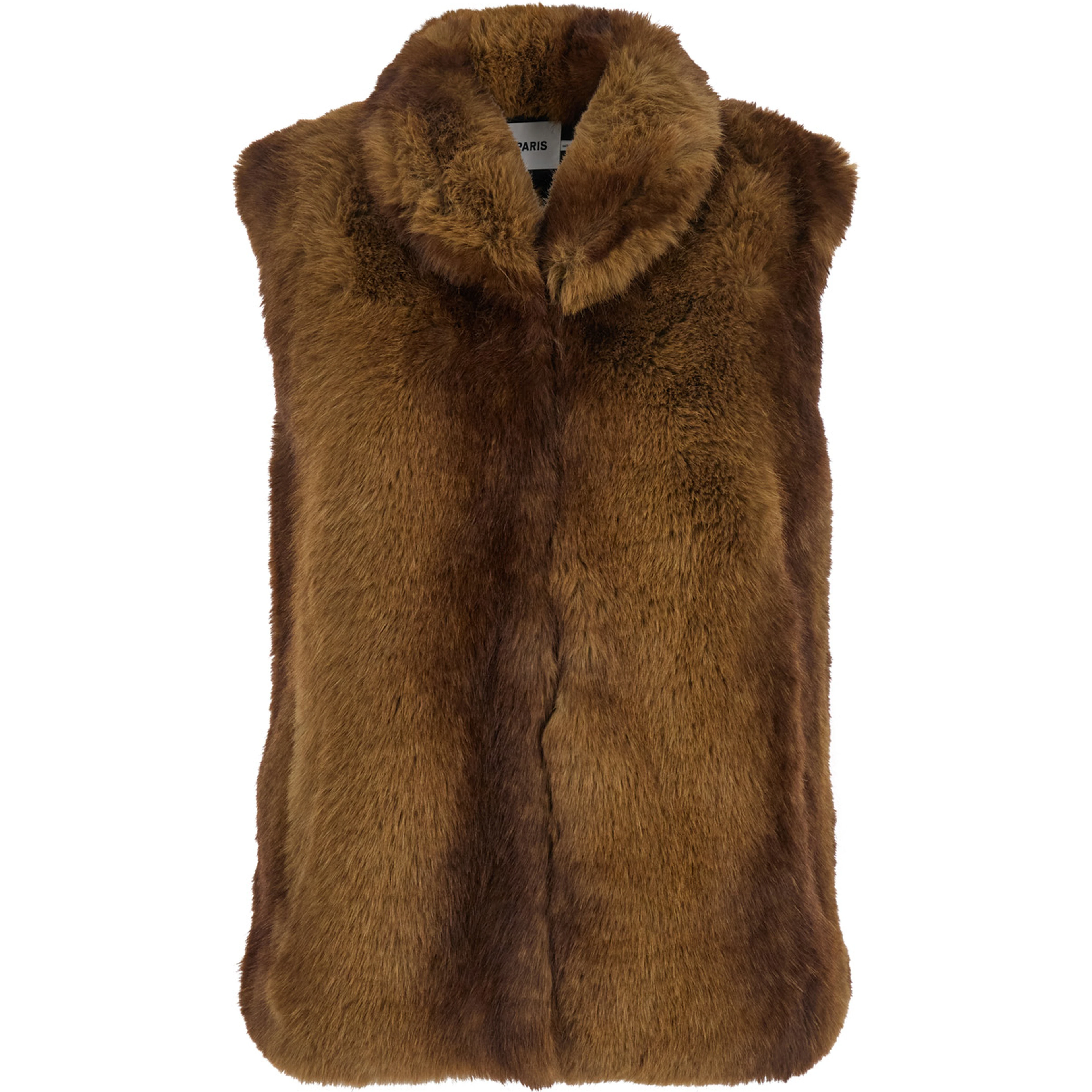 LAILA brown Fur vest with high neck in eco-fur for women