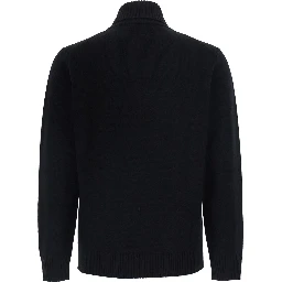 Black Turtleneck sweater with long sleeves in wool and cashmere for men