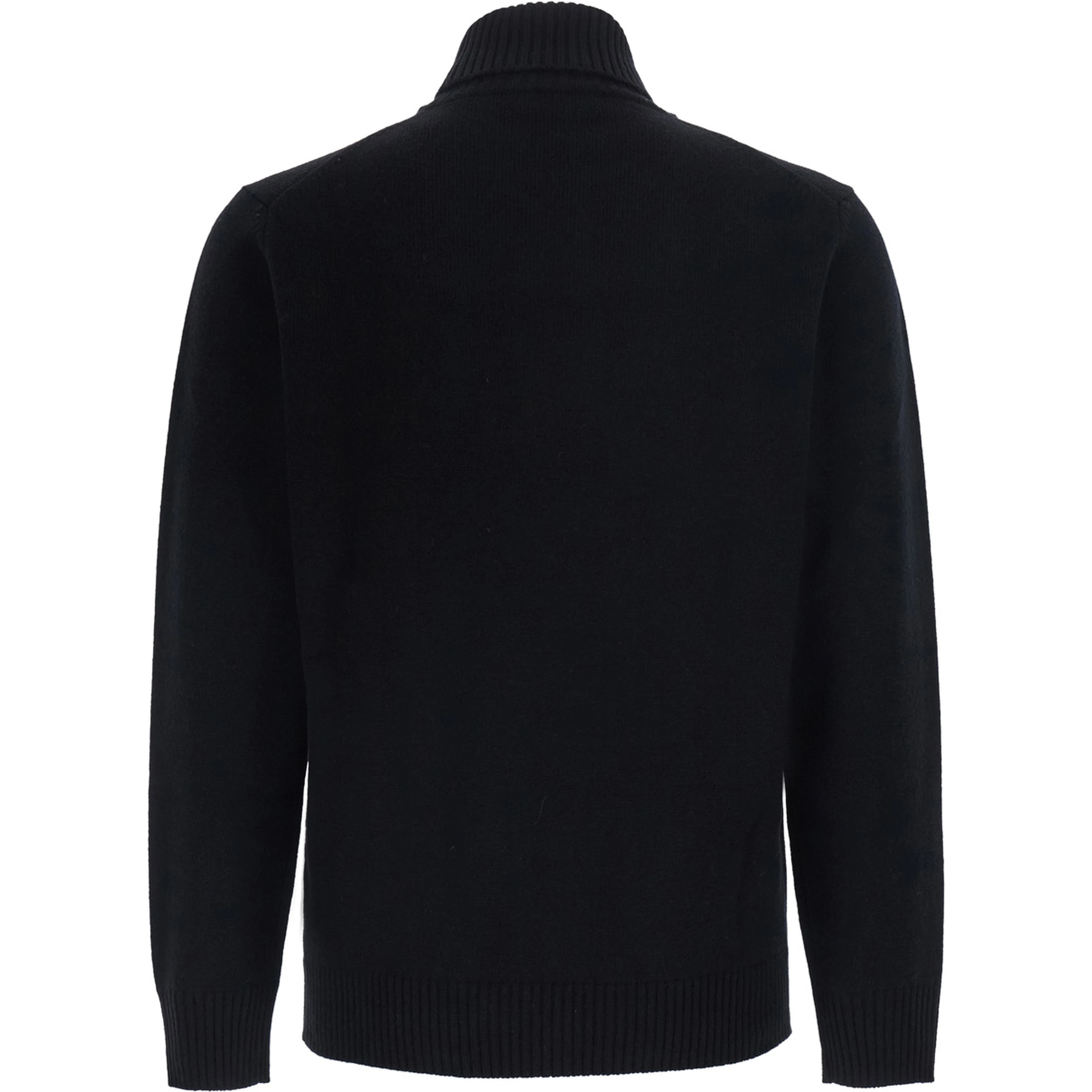 Black Turtleneck sweater with long sleeves in wool and cashmere for men