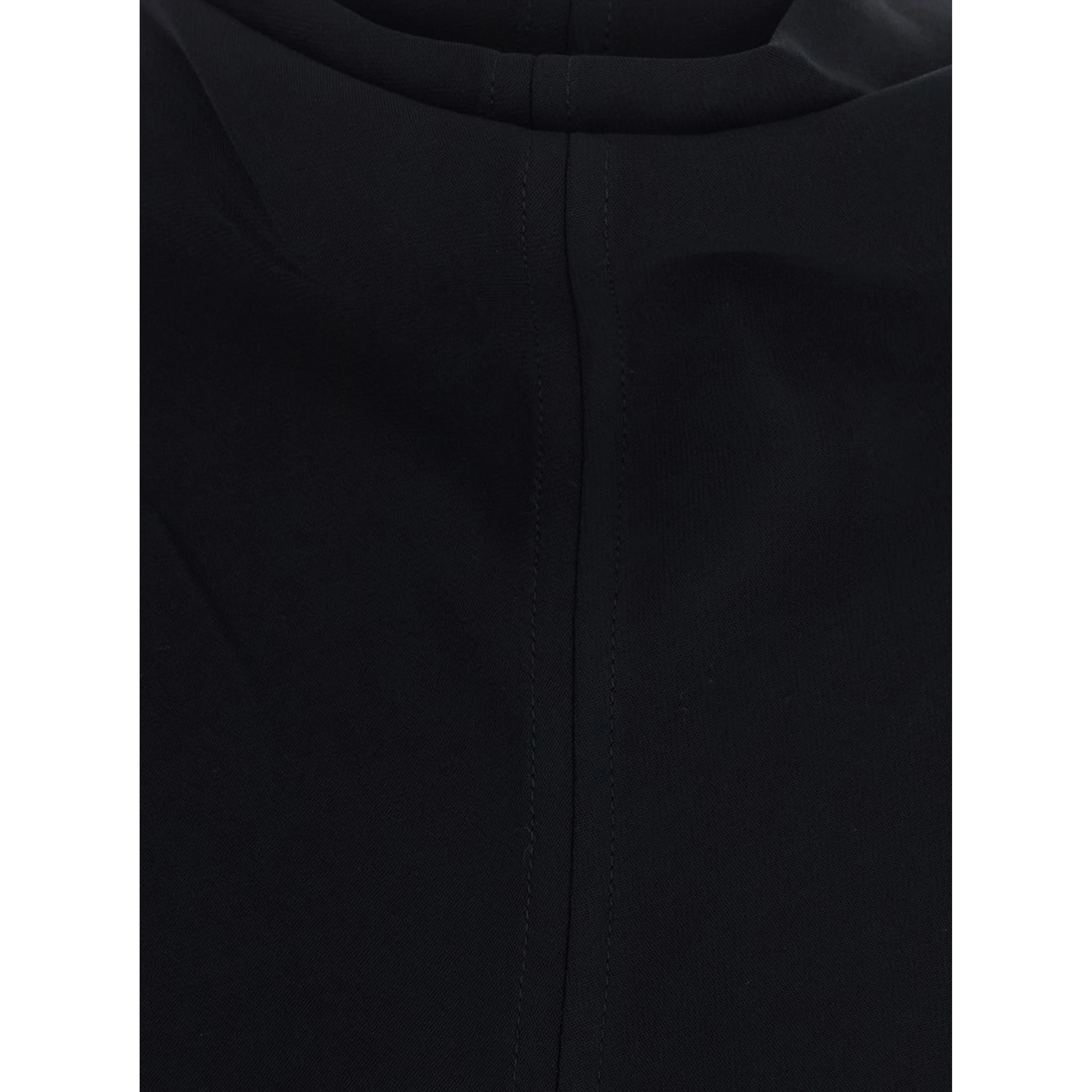 Long dress with slouch waist, long sleeves, in Tech Fabric, black, women