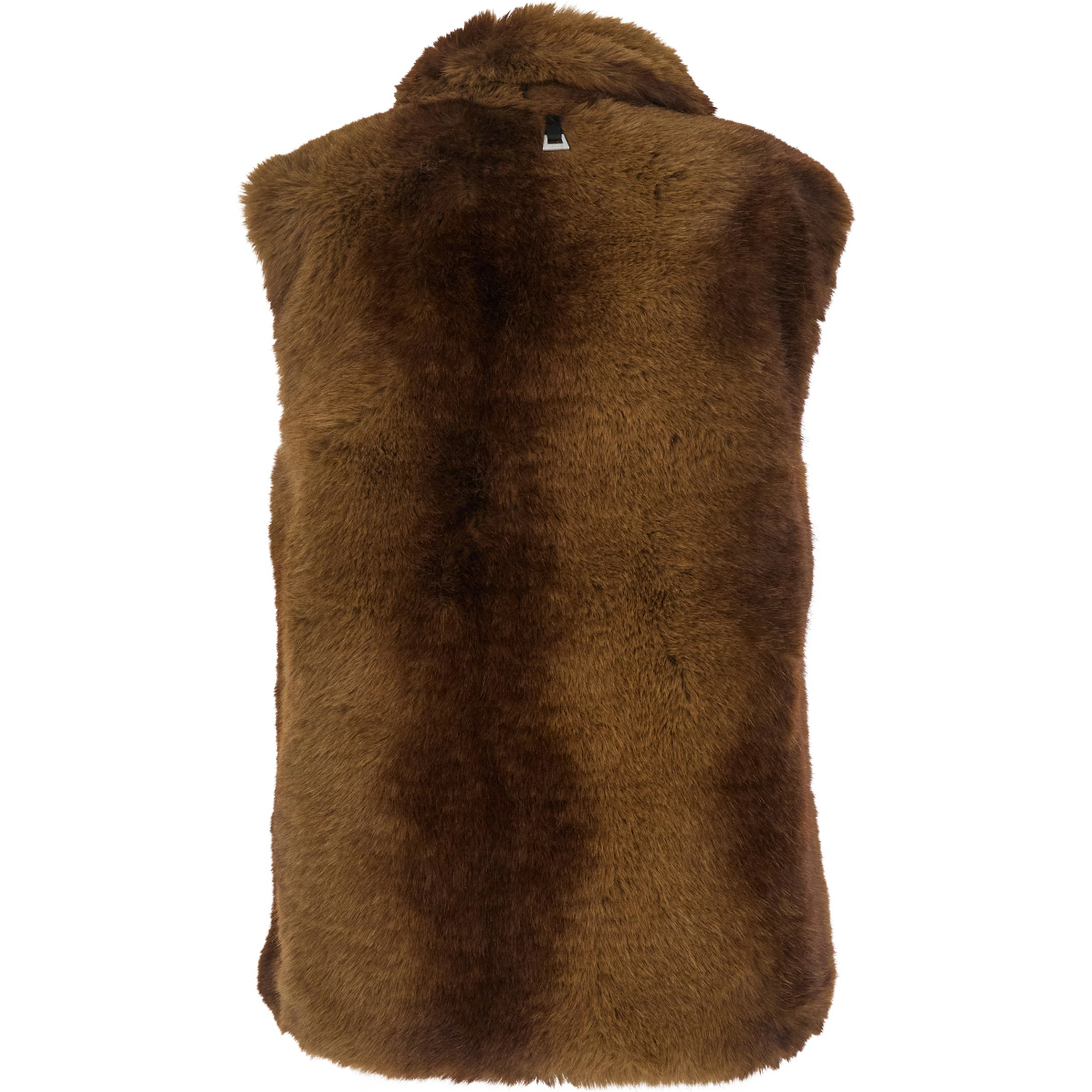 LAILA brown Fur vest with high neck in eco-fur for women