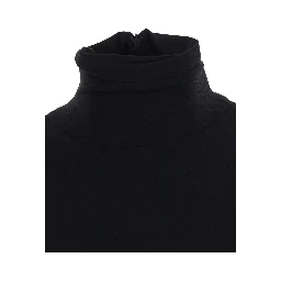 Black Long dress with high collar and back closure in Tech Fabric for women