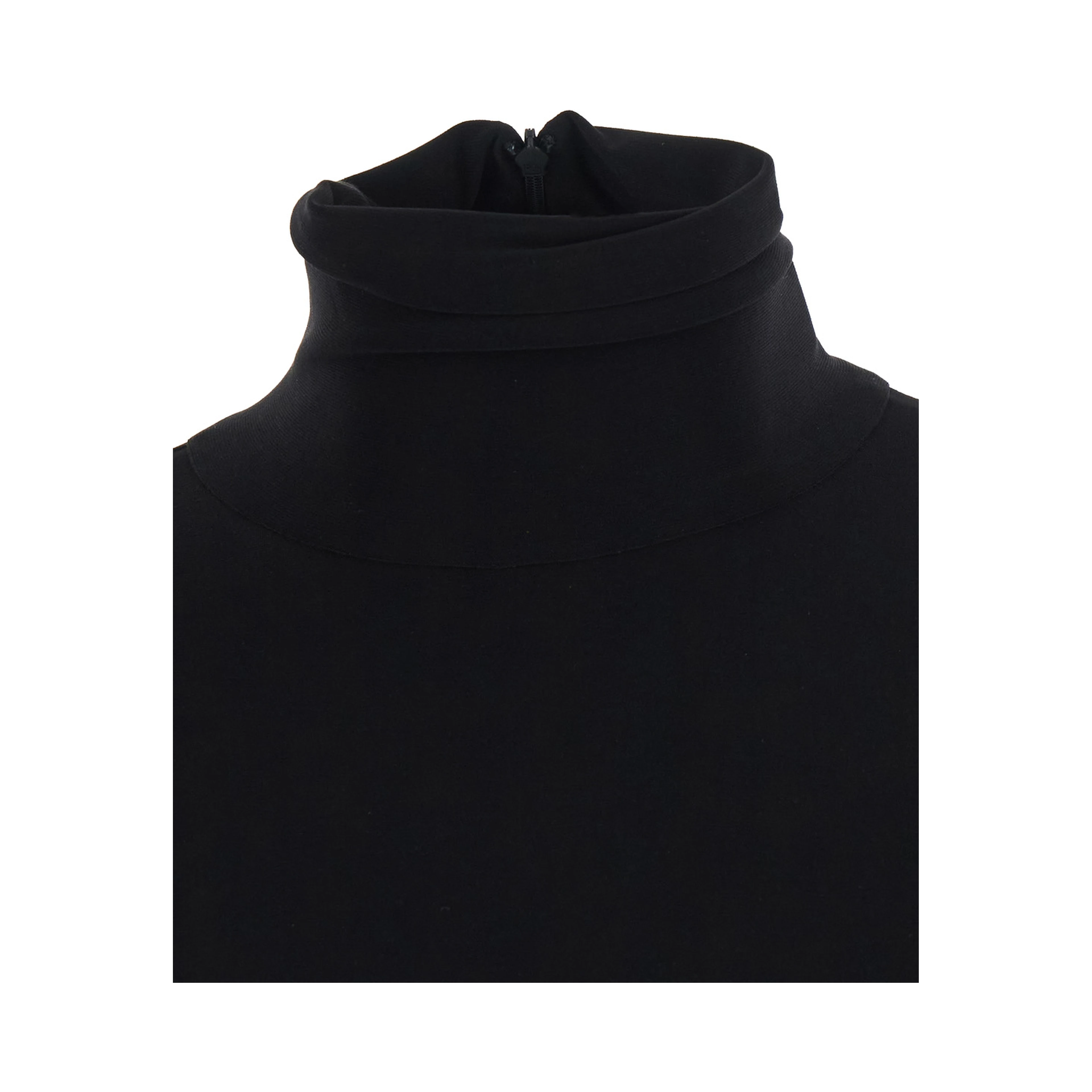 Black Long dress with high collar and back closure in Tech Fabric for women