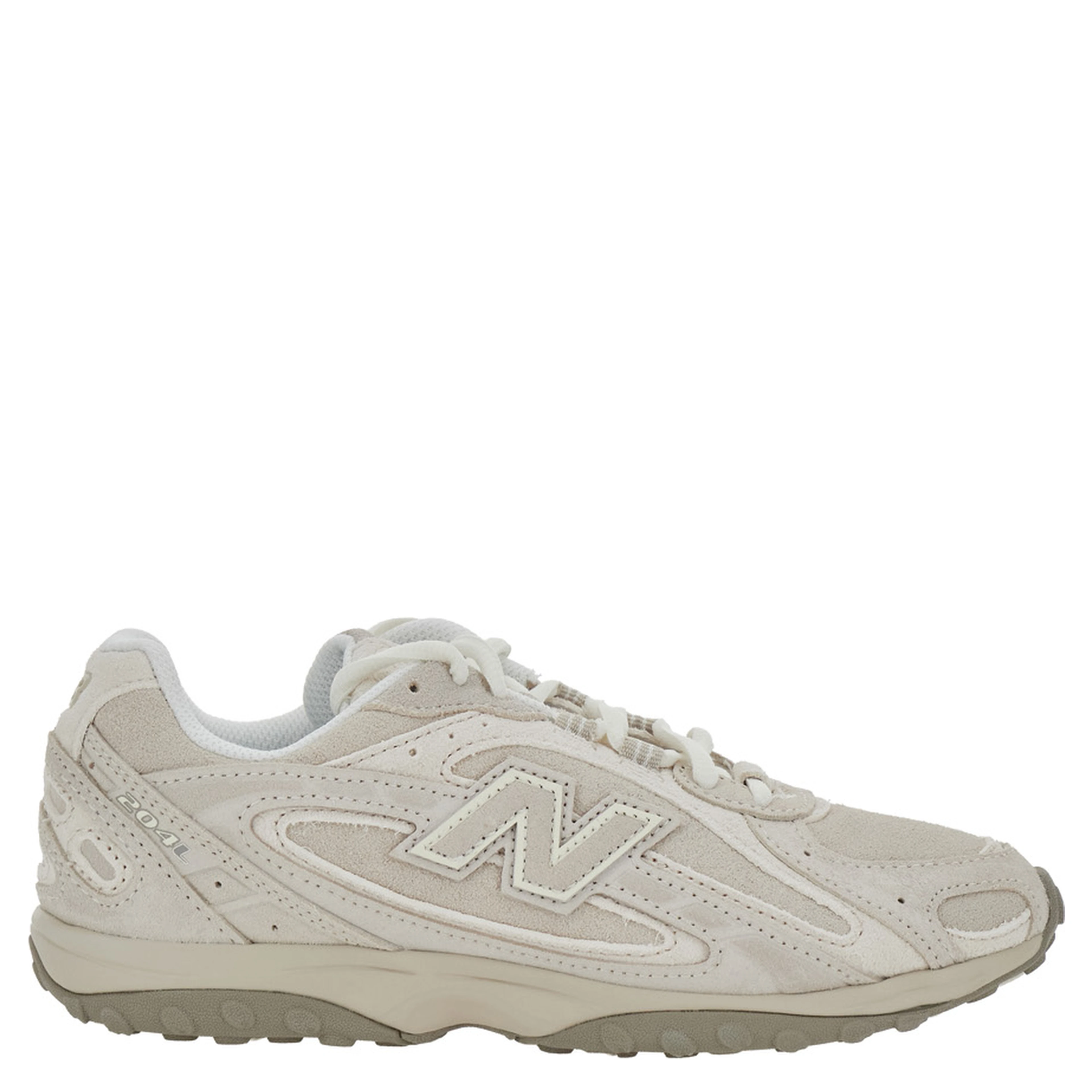 U204 Gray Low Top Sneakers with Logo Patch on the Side in Leather and Fabric Unisex