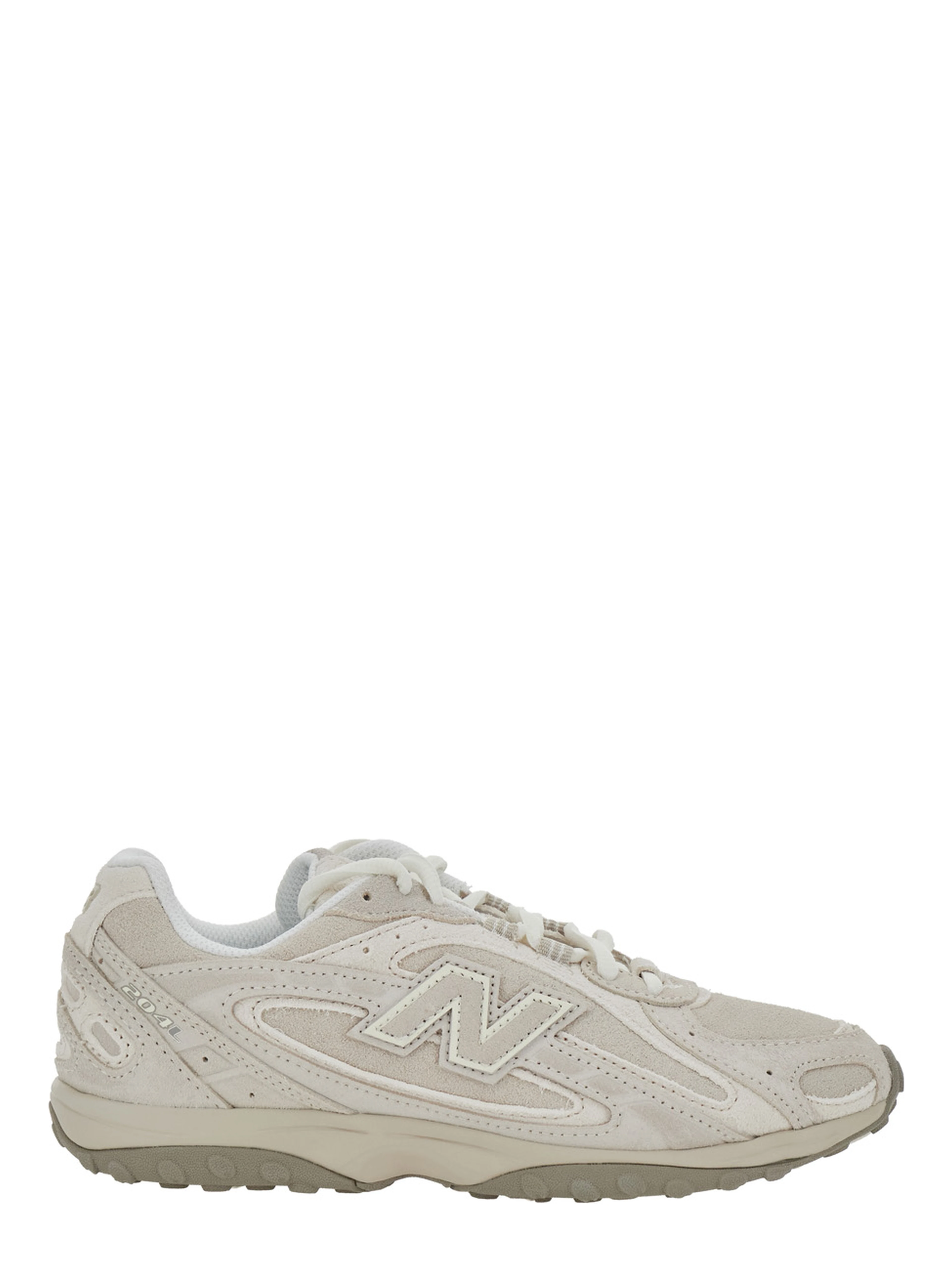 U204 Gray Low Top Sneakers with Logo Patch on the Side in Leather and Fabric Unisex