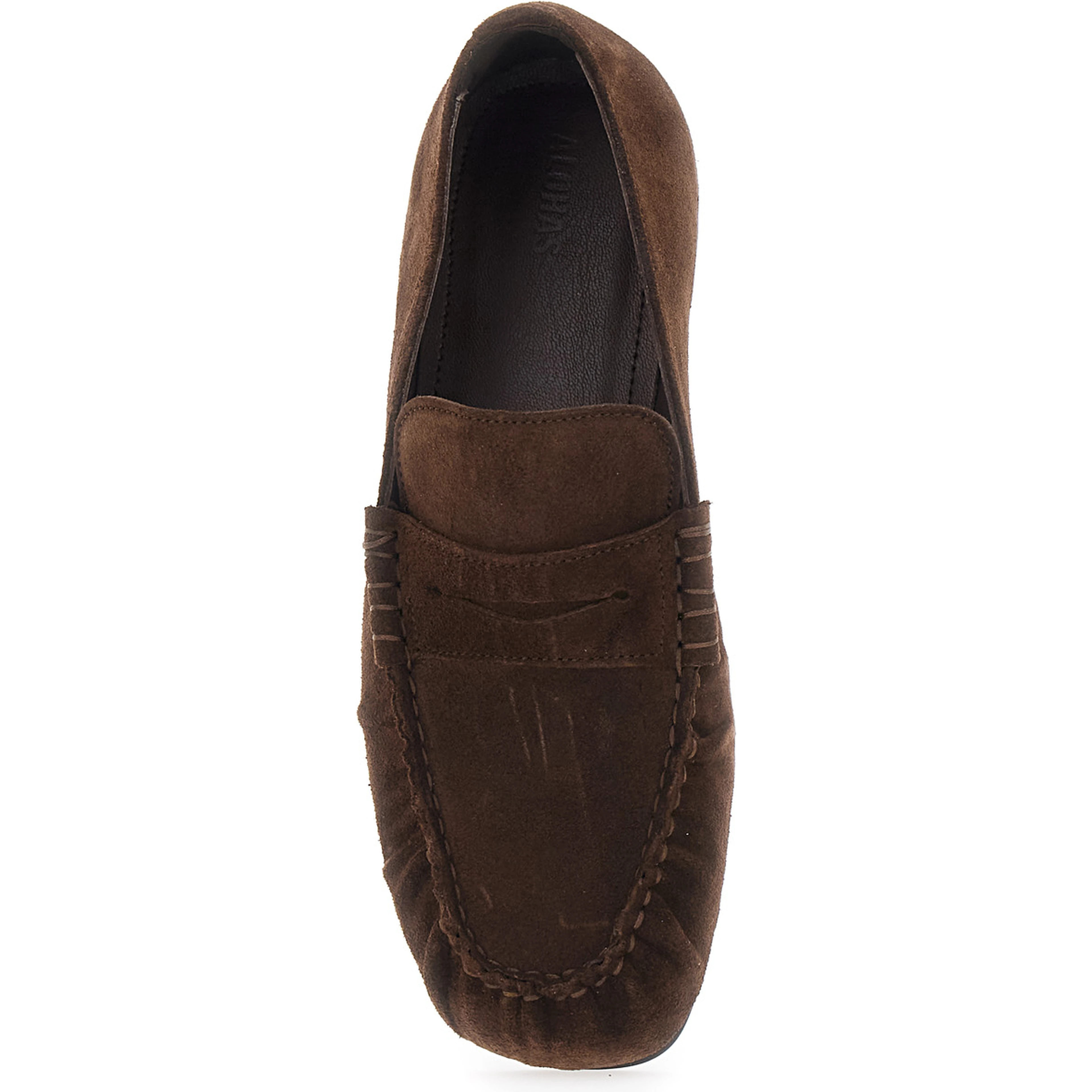 AVEN brown Loafers with gathered toe in suede for women