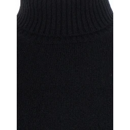 Black Turtleneck sweater with long sleeves in wool and cashmere for men