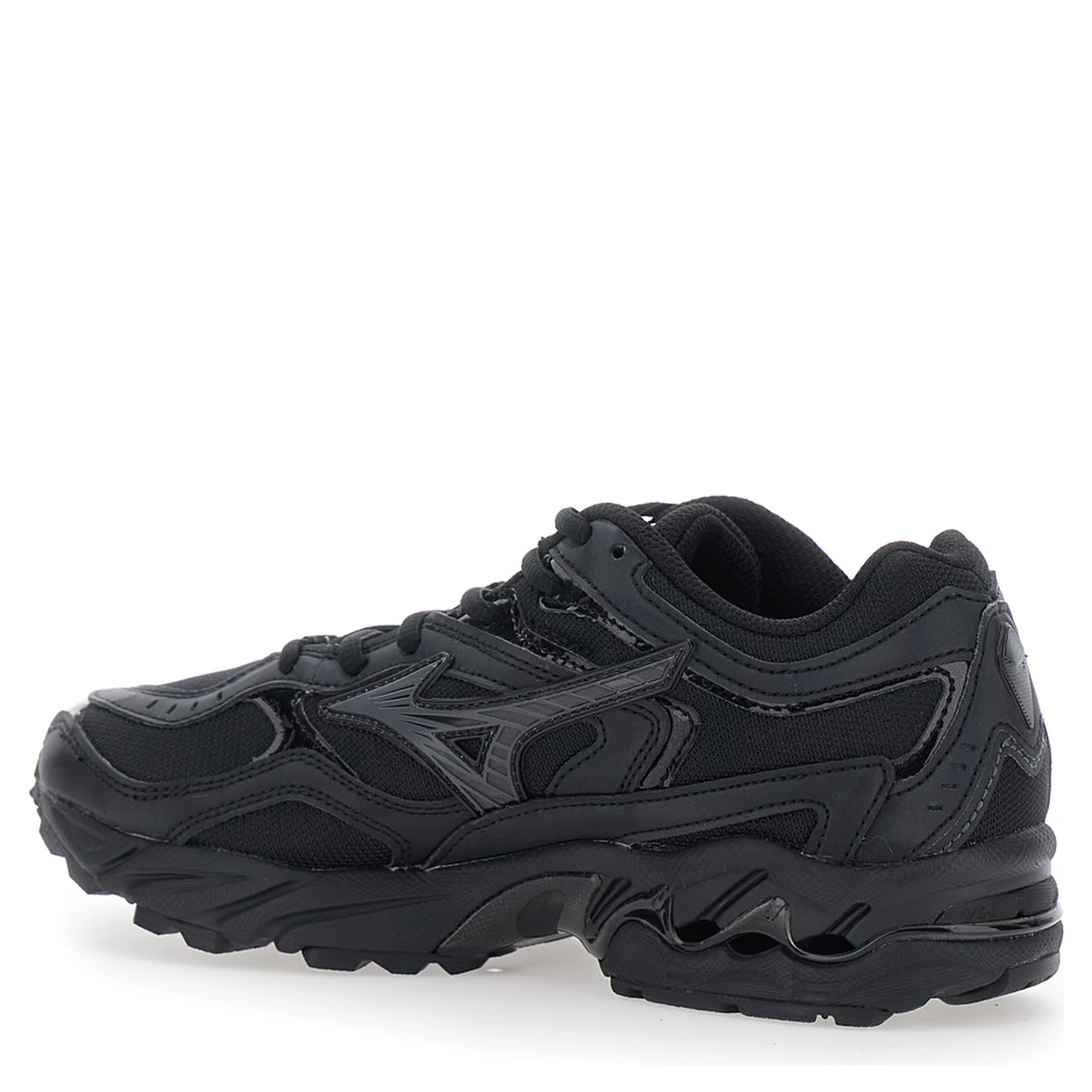 WAVE MUSTANG LS Shoes with rubber sole and black tech fabric upper for men