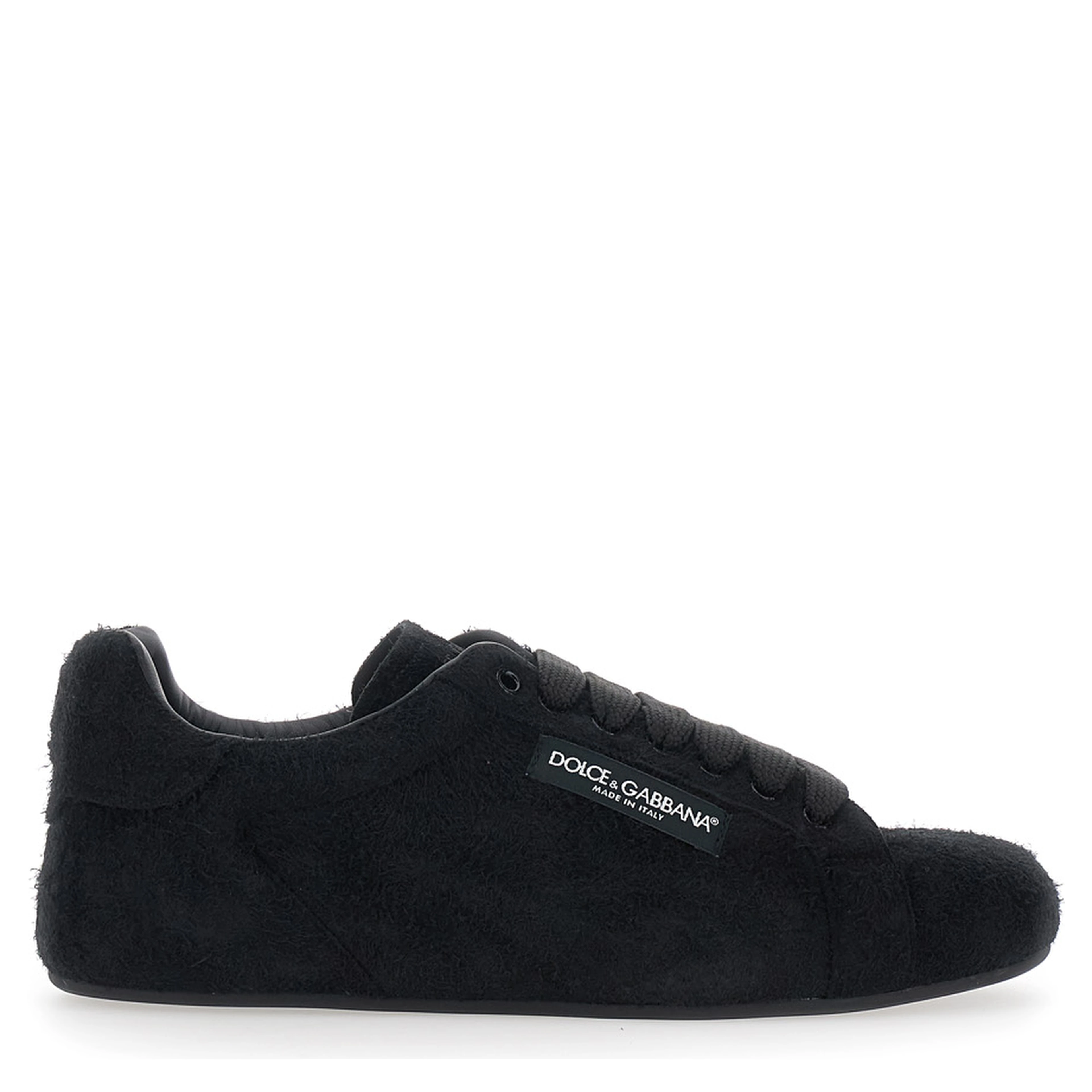 Portofino Black Sneakers with logo patch on the side and logo on the tongue in suede for men
