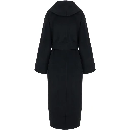 Hoodie belted coat with belt and hood Black Woman