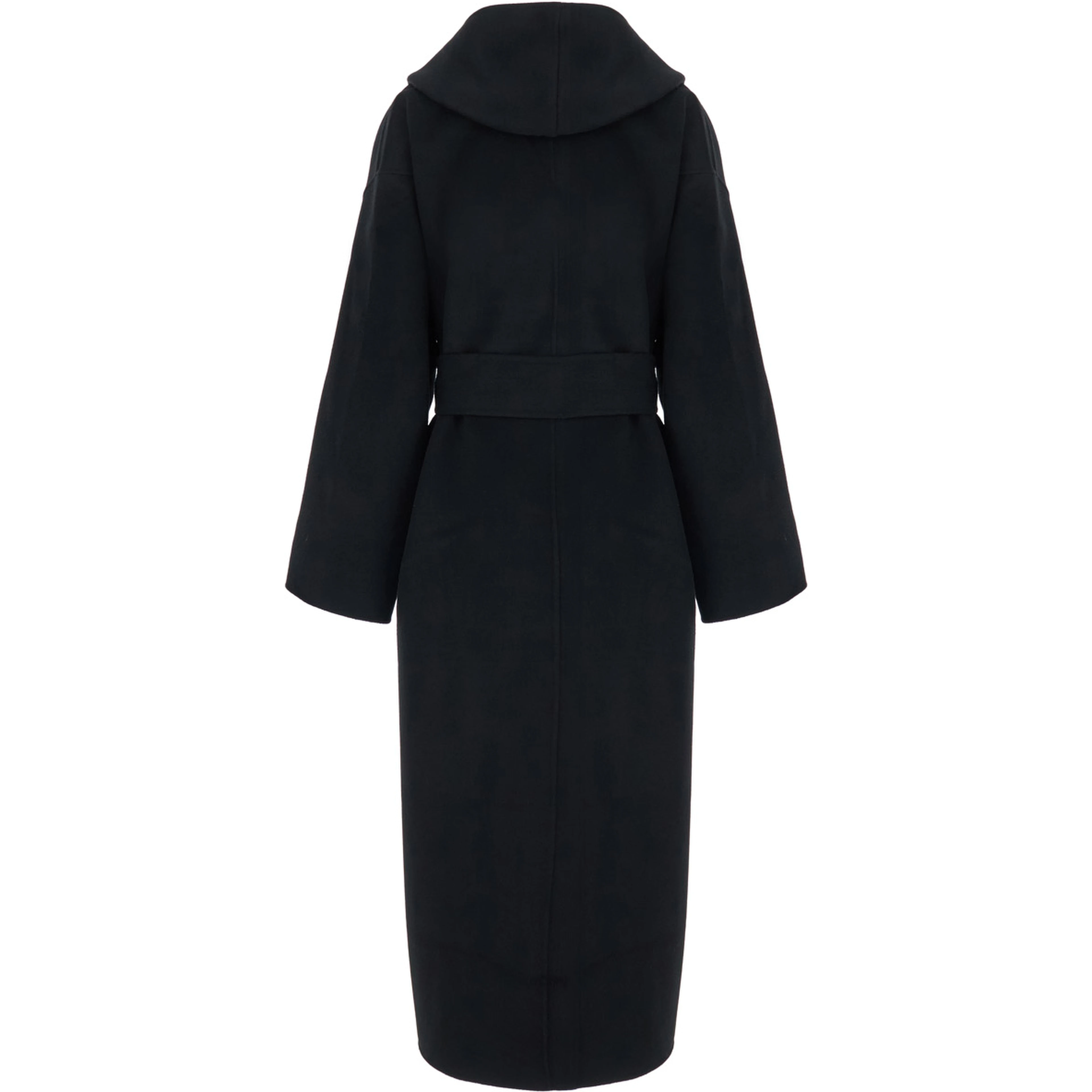 Hoodie belted coat with belt and hood Black Woman