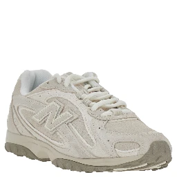U204 Gray Low Top Sneakers with Logo Patch on the Side in Leather and Fabric Unisex