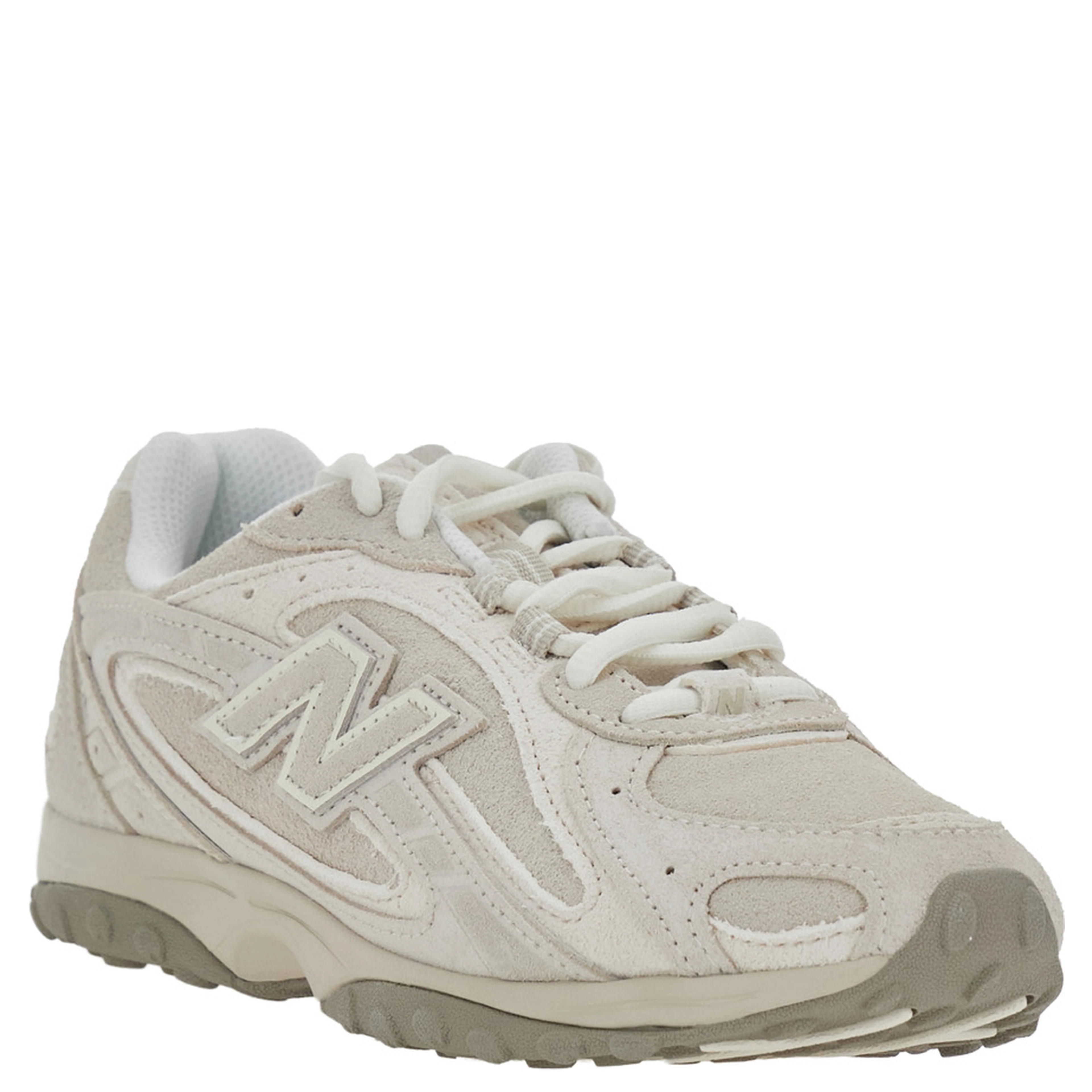 U204 Gray Low Top Sneakers with Logo Patch on the Side in Leather and Fabric Unisex